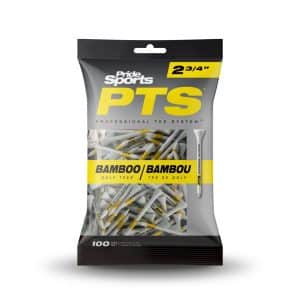 Pride PTS Bamboo Straight Golf Tees 2 3/4" - 70mm Bag 100 White / Yellow