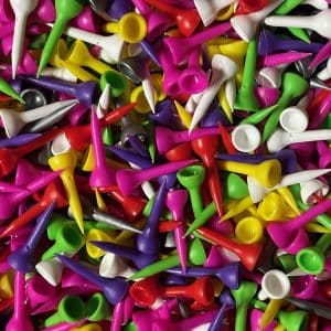 ECOTEES® Plastic Short Straight Golf Tees 32mm Bag 100 Mixed Colours