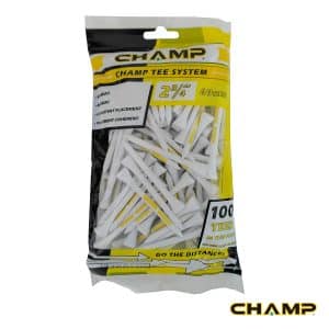 Champ Tee System Bamboo Straight Golf Tees 2 3/4" - 69mm Bag 100 White